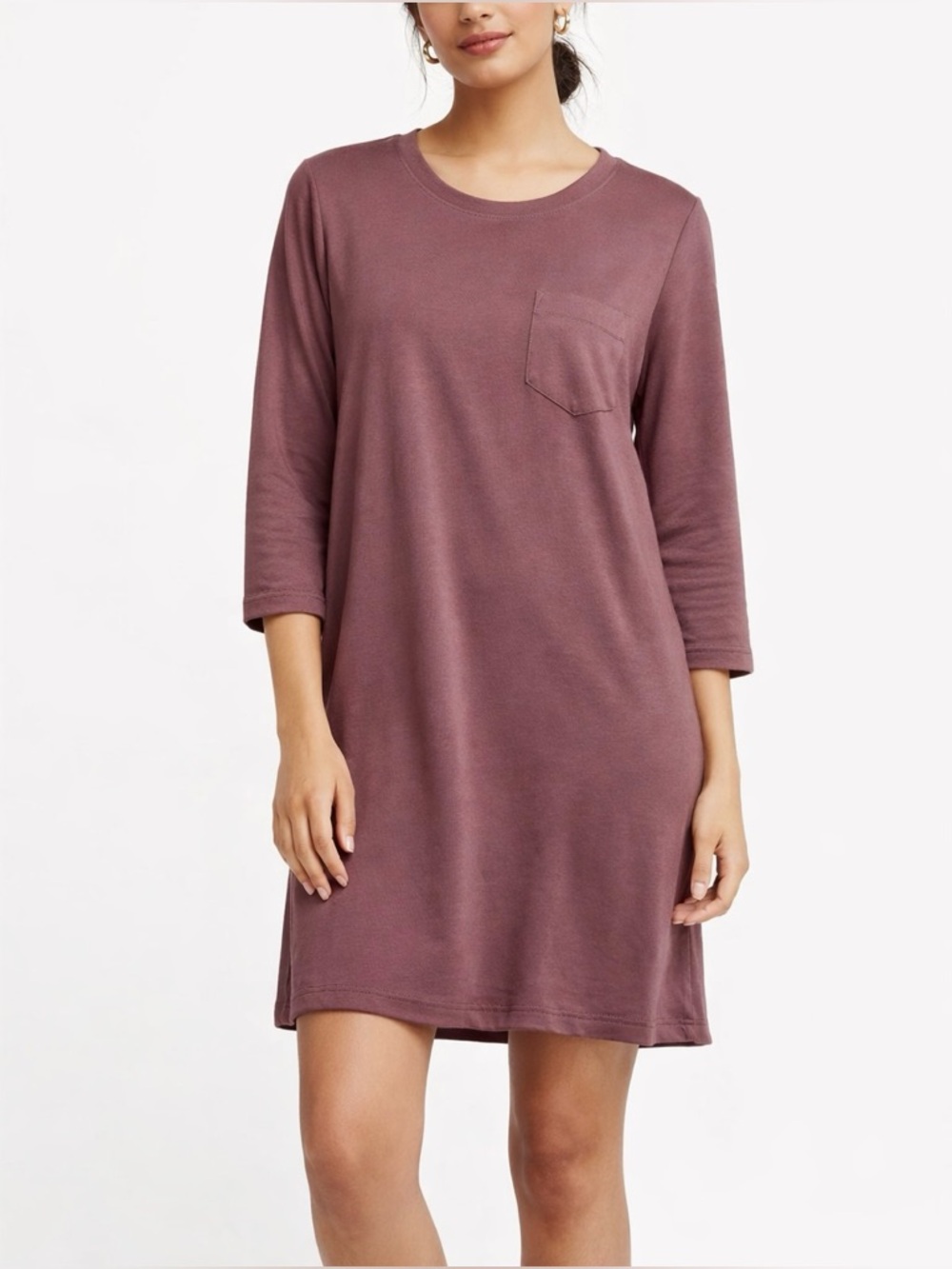 Abercrombie & Fitch T-Shirt Dress Jersey Knit Pocket Dusty Rose Size L Crew Neck